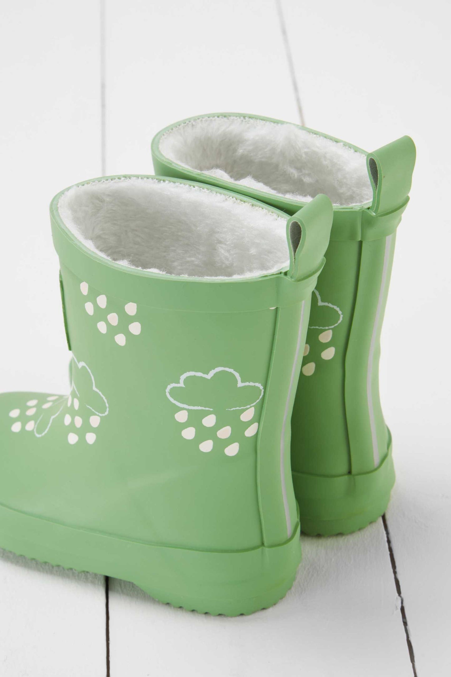 Colour Changing Teddy Fleece Lined Winter Wellie Olive Green with bag
