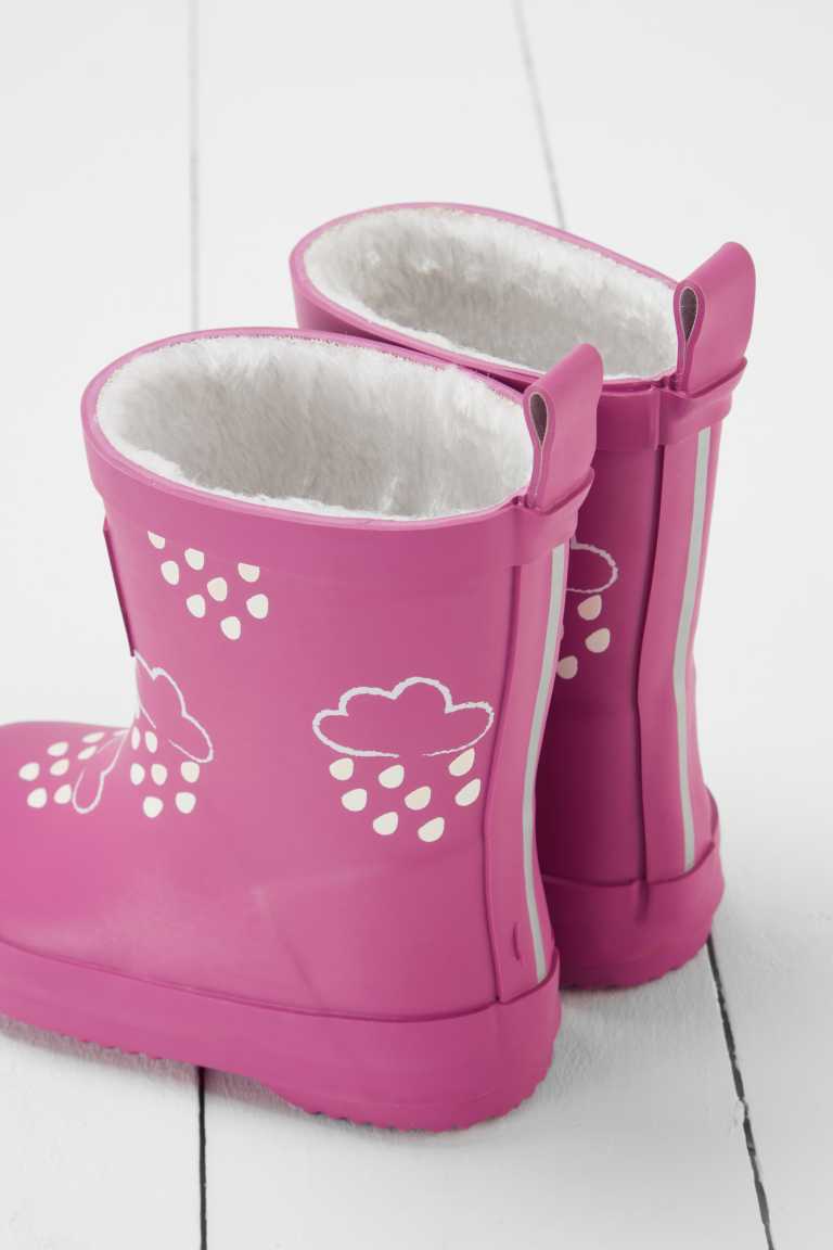 Colour Changing Teddy Fleece Lined Winter Wellie Orchid Pink with bag