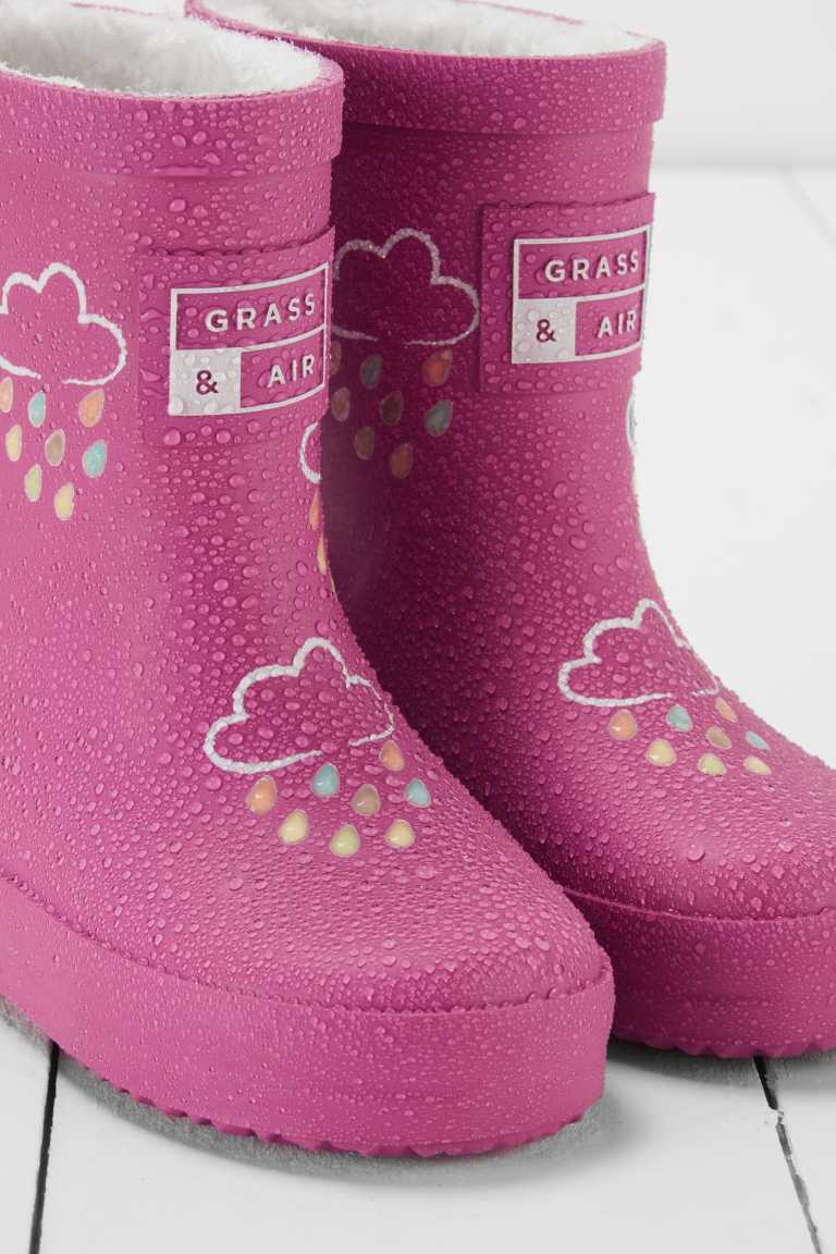 Colour Changing Teddy Fleece Lined Winter Wellie Orchid Pink with bag