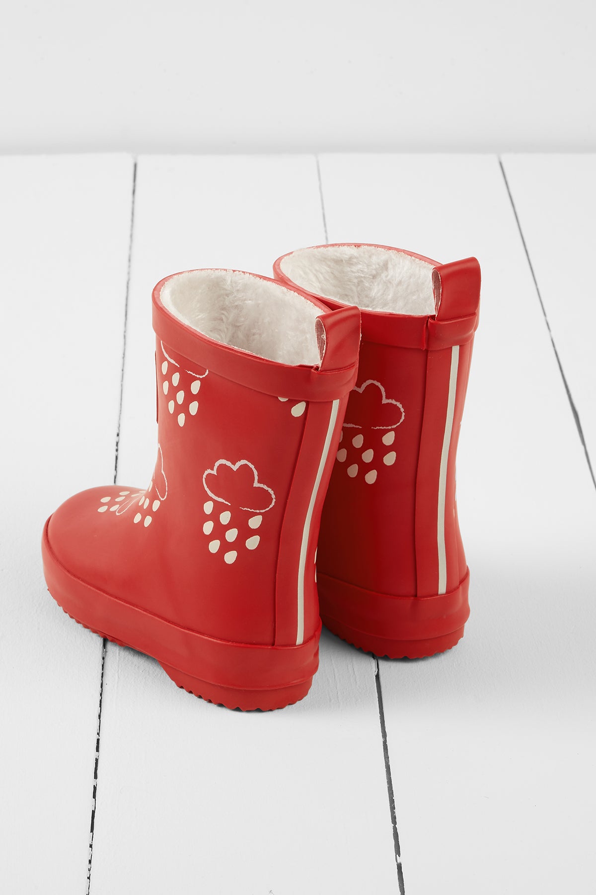 Colour Changing Teddy Fleece Lined Winter Wellie Ruby Red with bag