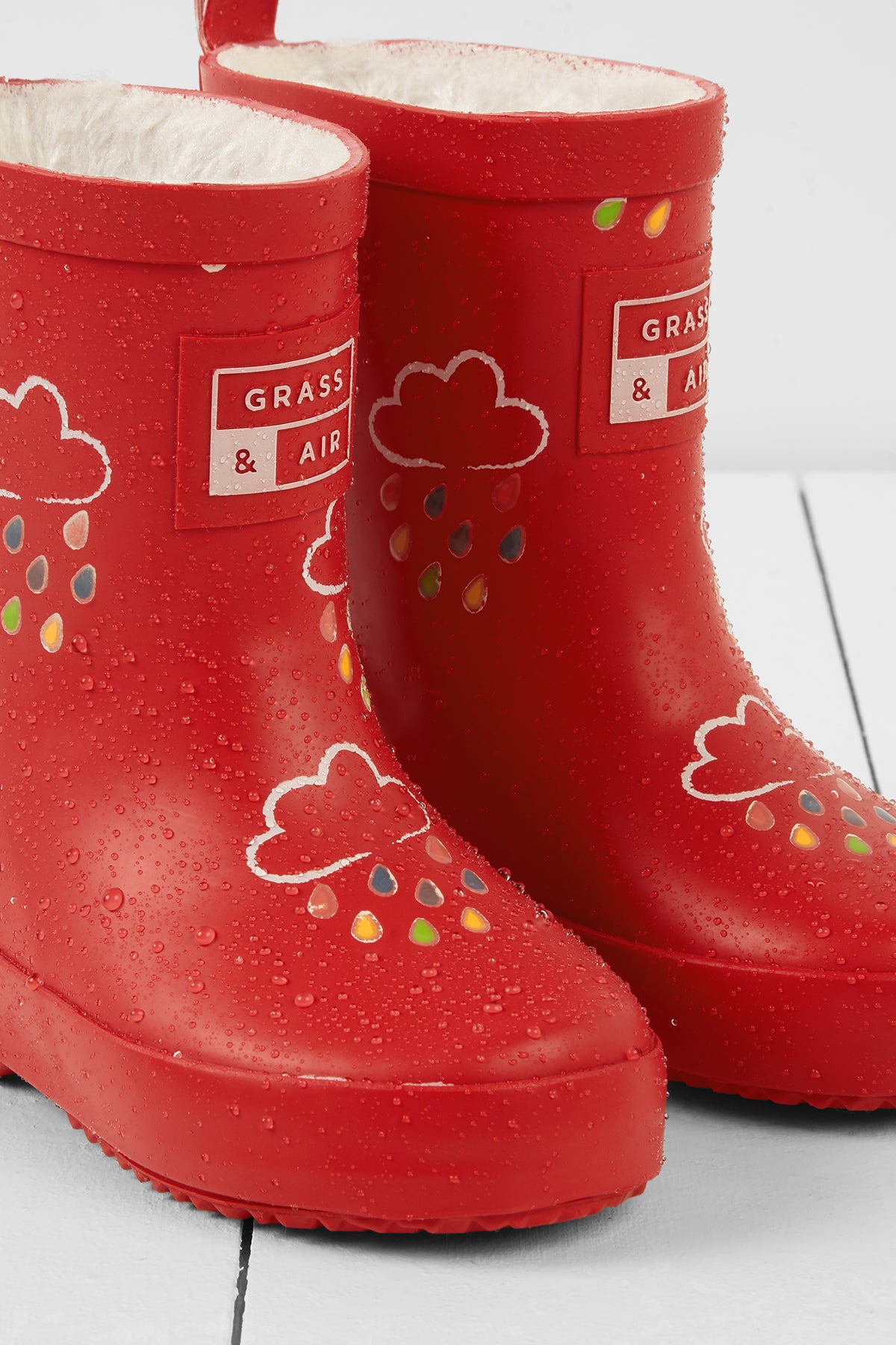 Colour Changing Teddy Fleece Lined Winter Wellie Ruby Red with bag