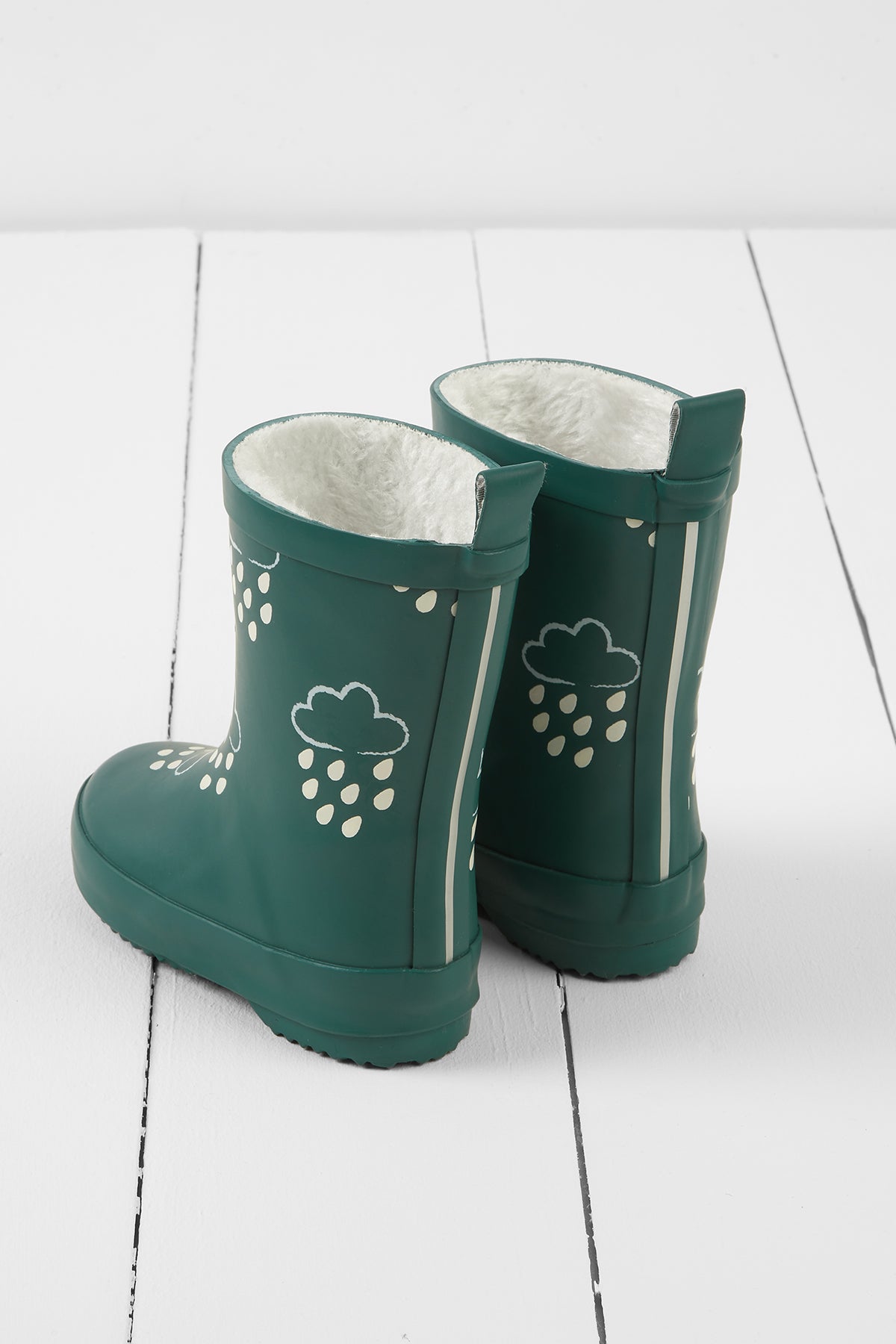 Colour Changing Teddy Fleece Lined Winter Wellie Spruce Green with bag