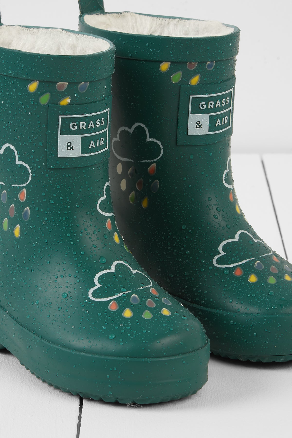 Colour Changing Teddy Fleece Lined Winter Wellie Spruce Green with bag