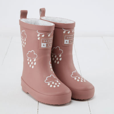 Colour Changing Teddy Fleece Lined Winter Wellie Rose with bag