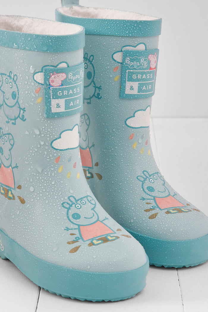 Peppa Pig Blue Colour Changing Teddy Fleece Lined Winter Wellie with bag