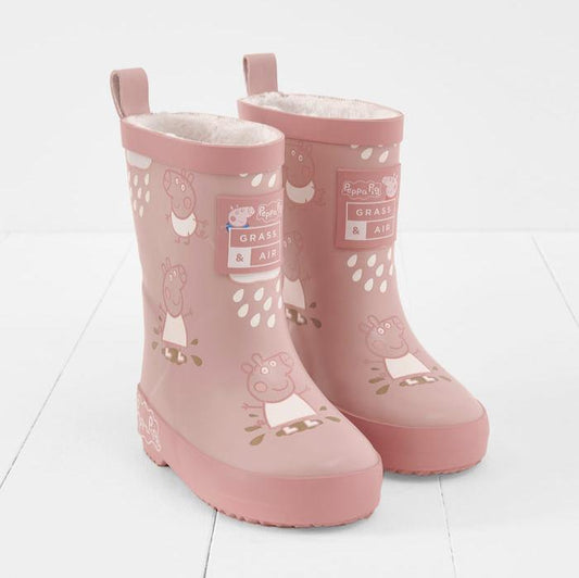 Peppa Pig Pink Colour Changing Teddy Fleece Lined Winter Wellie with bag