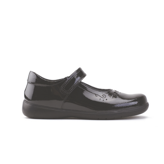 Glisten Black Patent Leather T-Bar Girls School Shoe