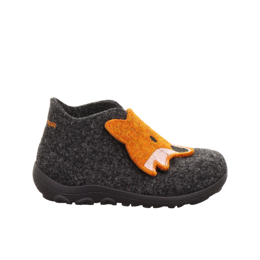 Happy Fox Dark Grey Felt Slipper