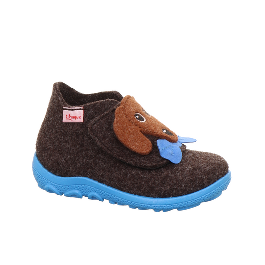Happy Octi Dog Brown Felt Slipper
