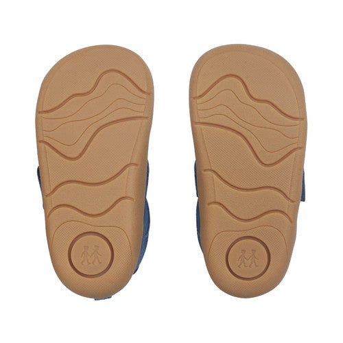 Harvest Denim Blue Leather Casual Shoe With Tractor Motif