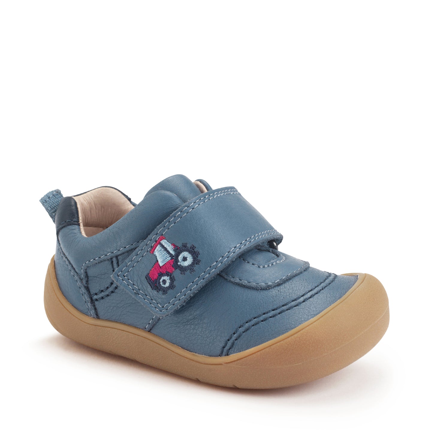 Harvest Denim Blue Leather Casual Shoe With Tractor Motif