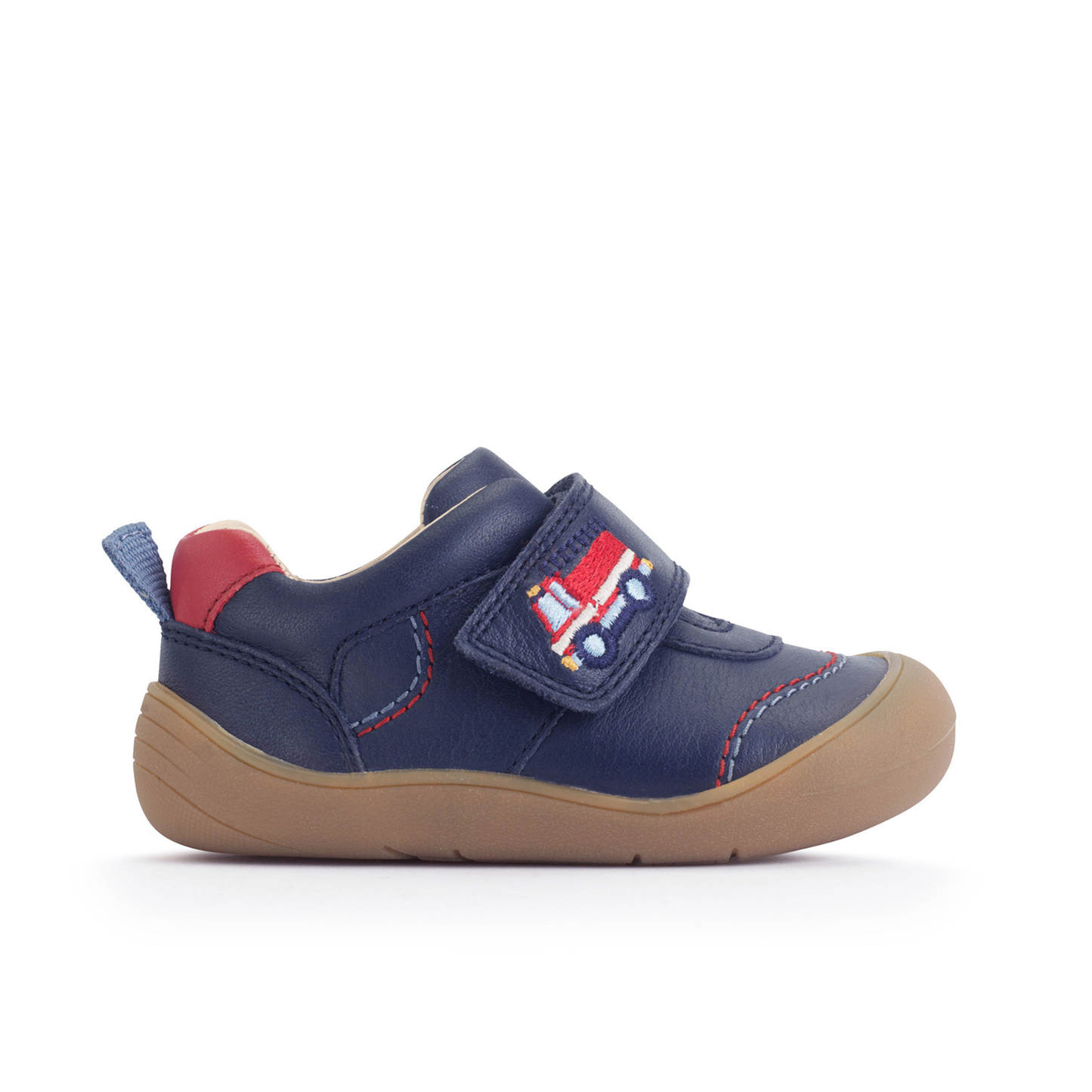 Harvest Navy Leather Casual Shoe With Fire Engine Motif
