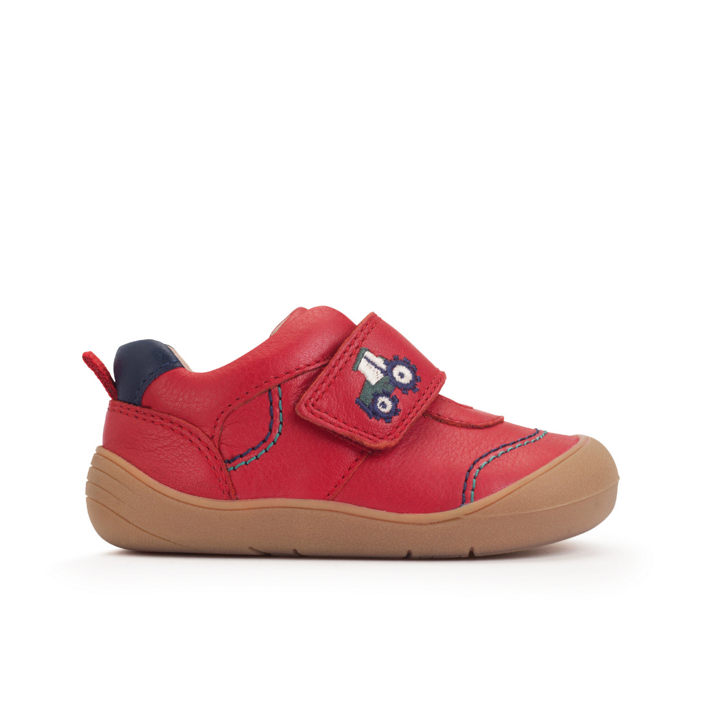 Harvest Red Leather Casual Shoe With Tractor Motif