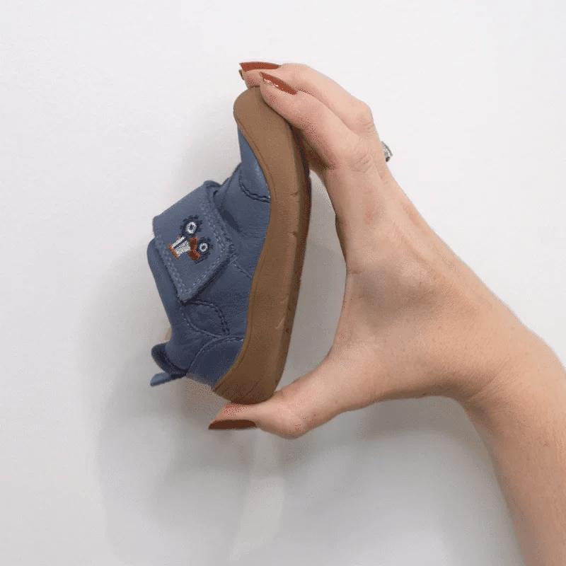 Harvest Denim Blue Leather Casual Shoe With Tractor Motif