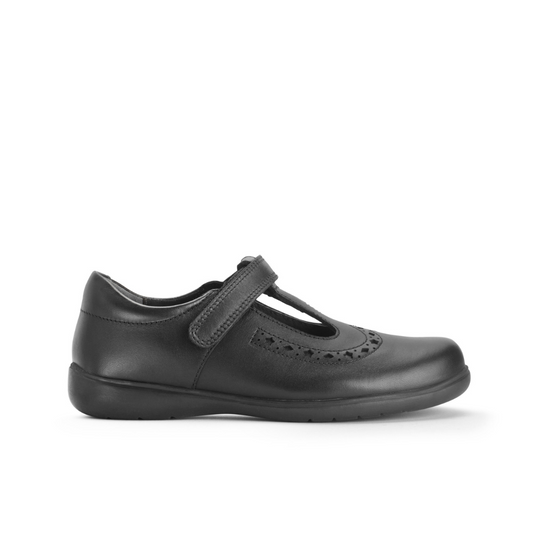 Hope Black Smooth Leather T-Bar Girls School Shoe