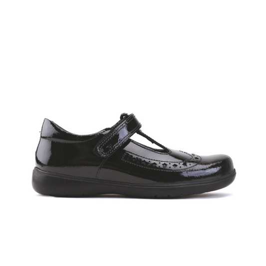 Hope Black Patent Leather T-Bar Girls School Shoe