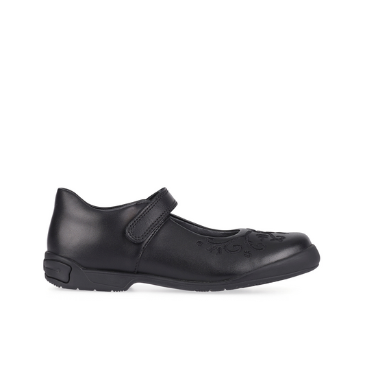 Hopscotch Black Leather Girl's Mary Jane School Shoe