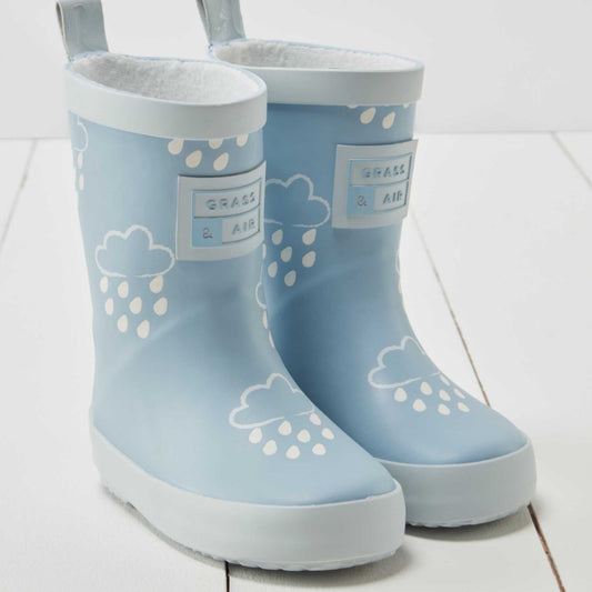 Colour Changing Cloud Wellie Baby Blue with bag