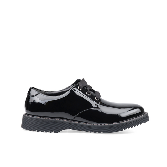 Impact Black Patent Leather Lace-up Girls School Shoe