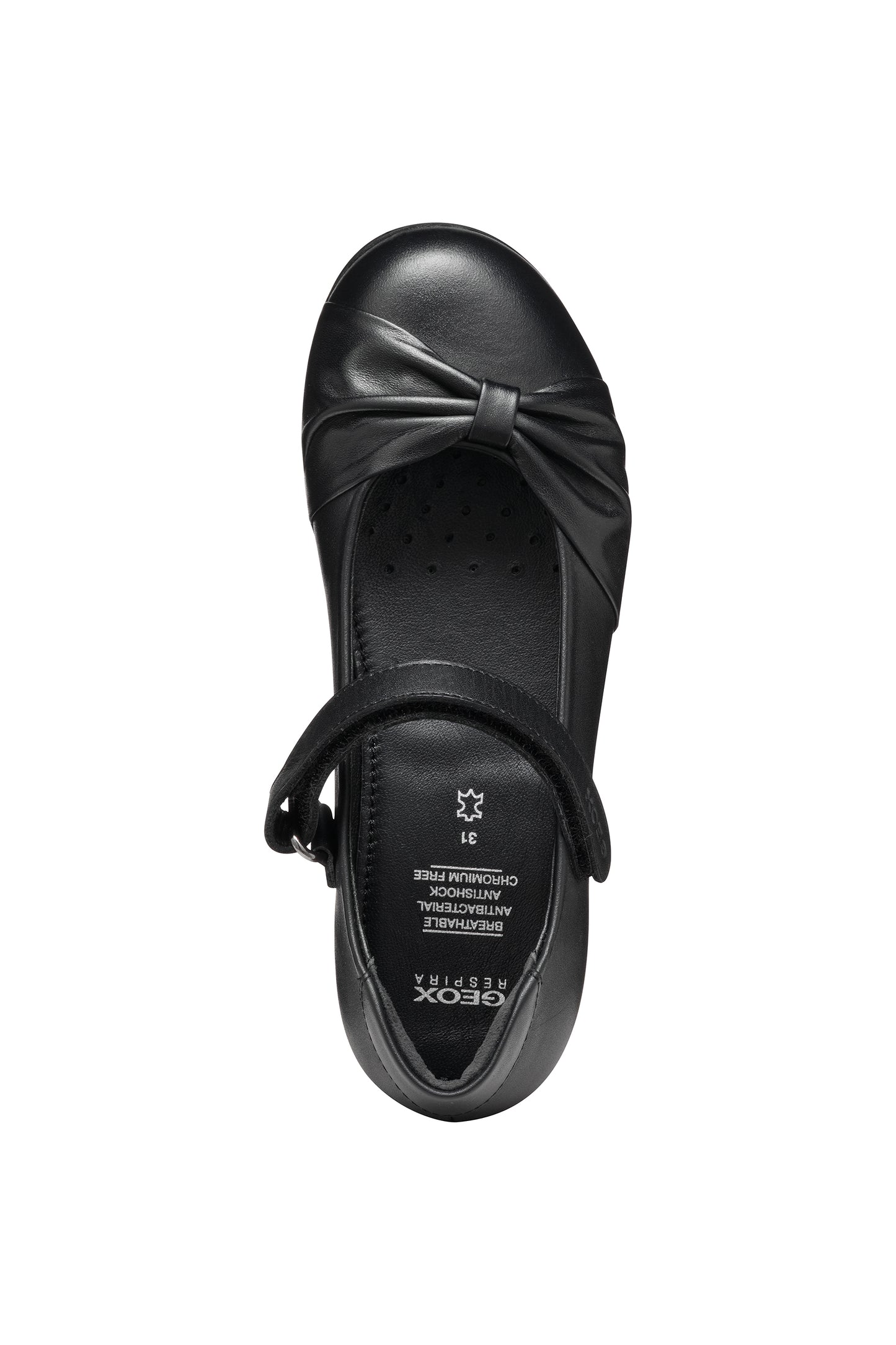 Iberide Mary Jane Black Leather Girl's School Shoe