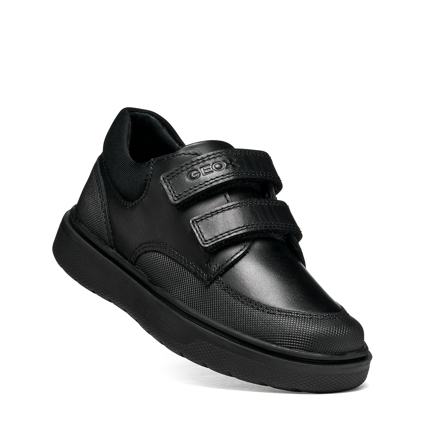 Riddock Double Strap Black Leather Boys School Shoe