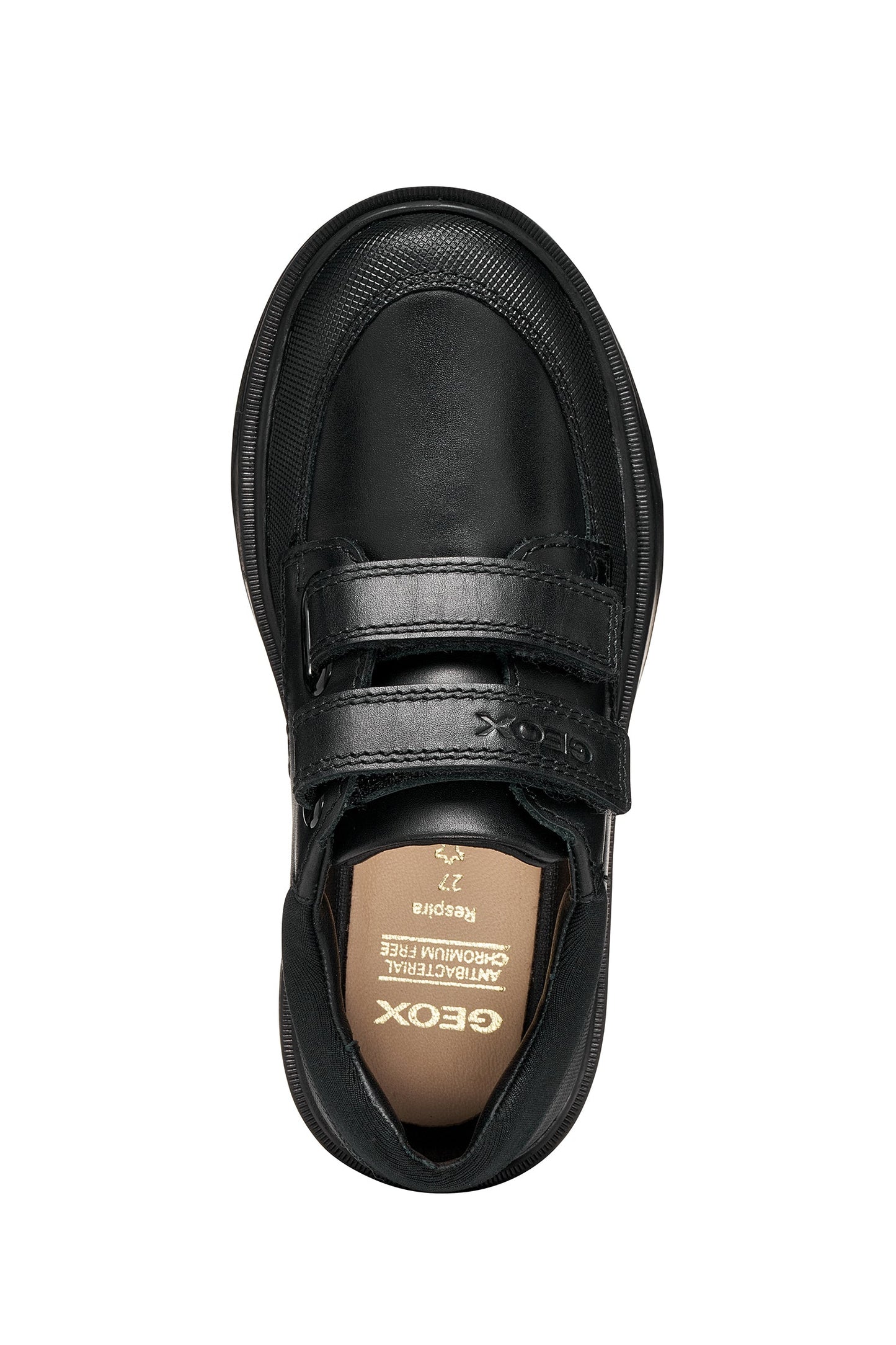 Riddock Double Strap Black Leather Boys School Shoe