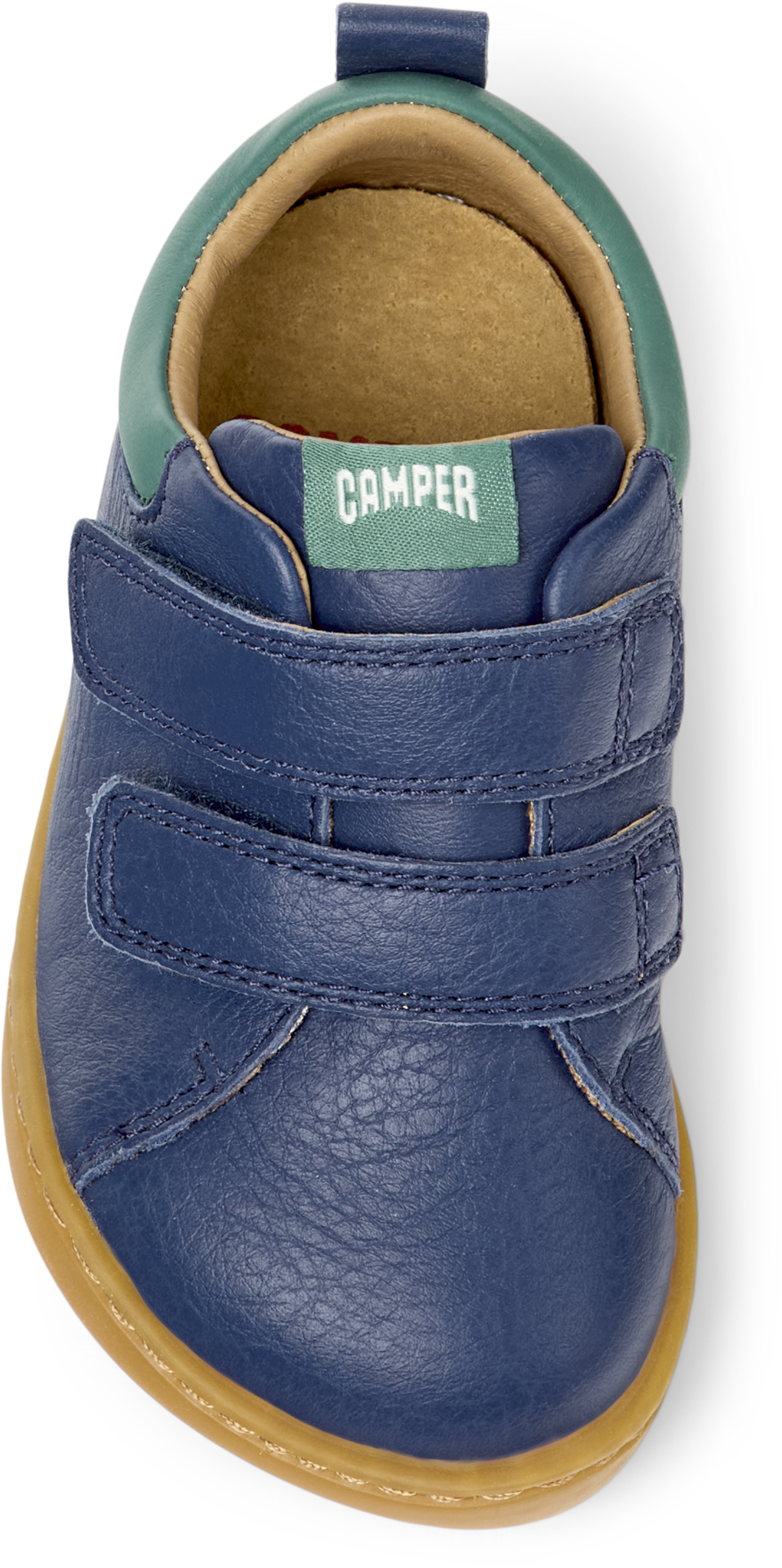 Peu Cami Blue Leather Double Strap First Walker Shoe