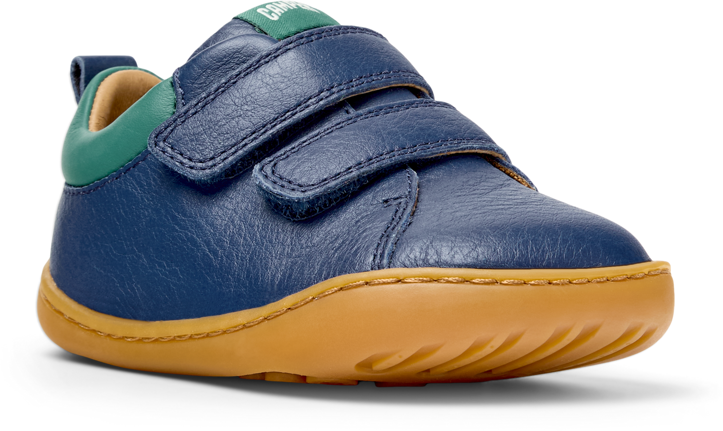 Peu Cami Blue Leather Double Strap First Walker Shoe