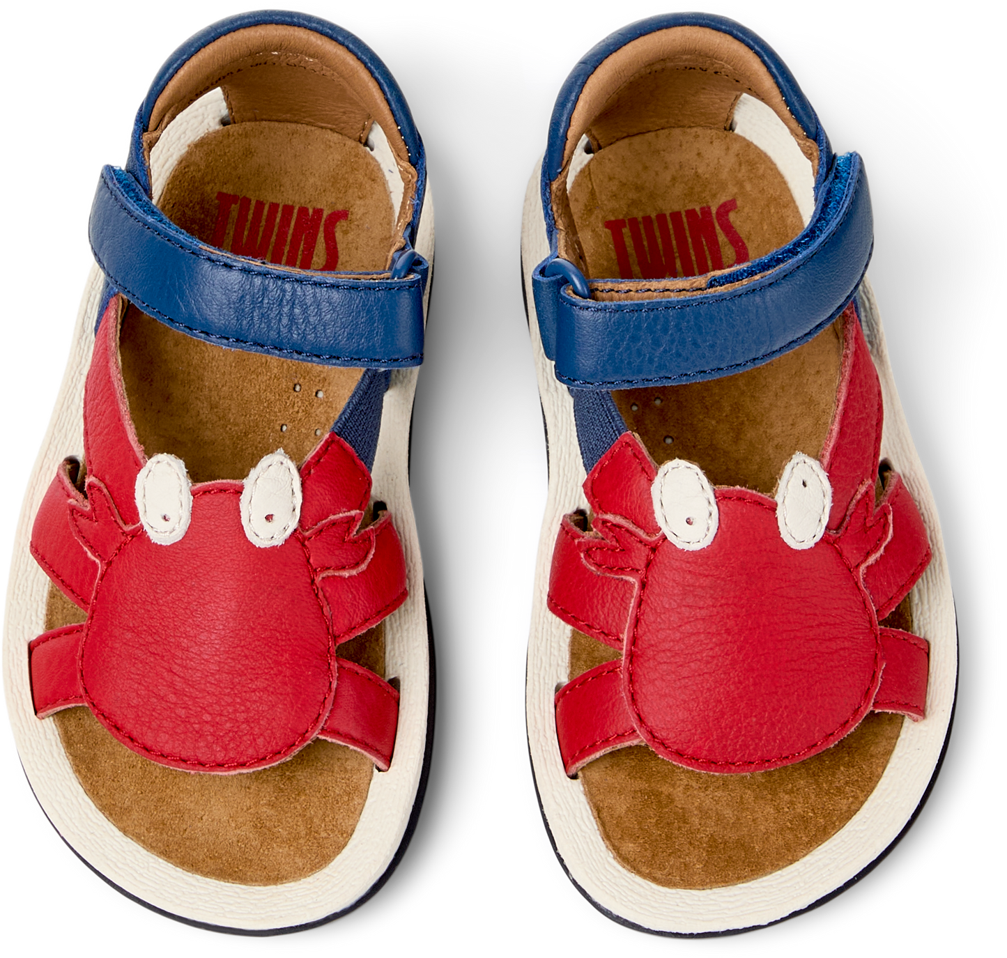 Bicho Twins Leather Crab Motif Leather Sandals