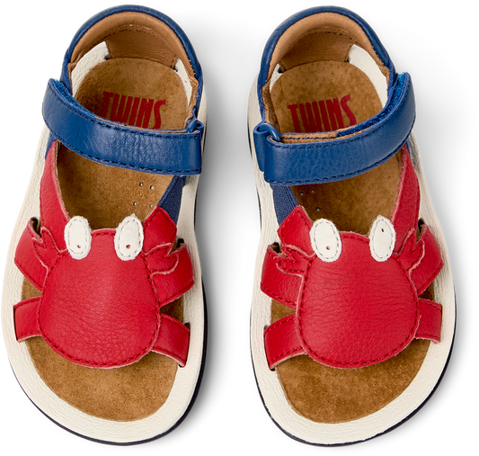 Bicho Twins Leather Crab Motif Leather Sandals