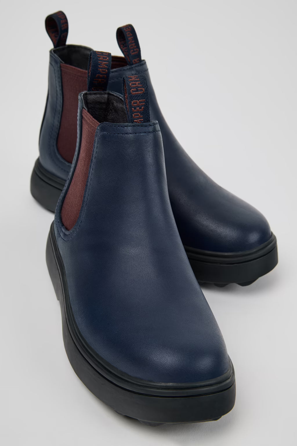 K Norte Kids Blue Leather Ankle Boots