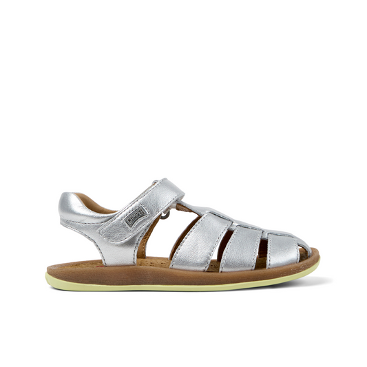 Bicho Kids Girl's Fisherman Style Silver Leather Sandal