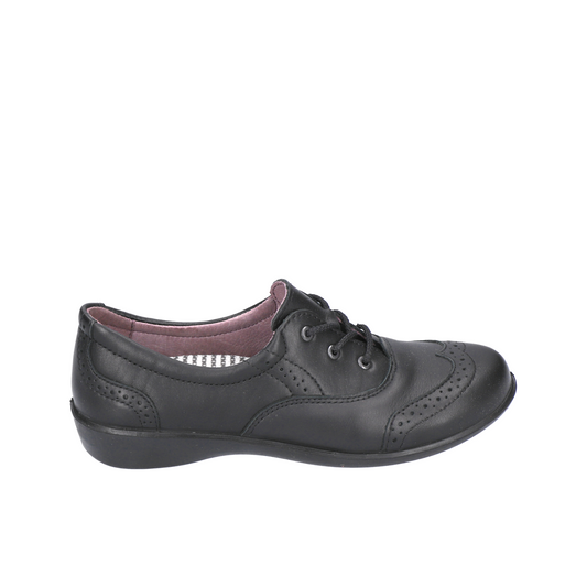 Kate Black Leather Lace-up Girls School Shoe