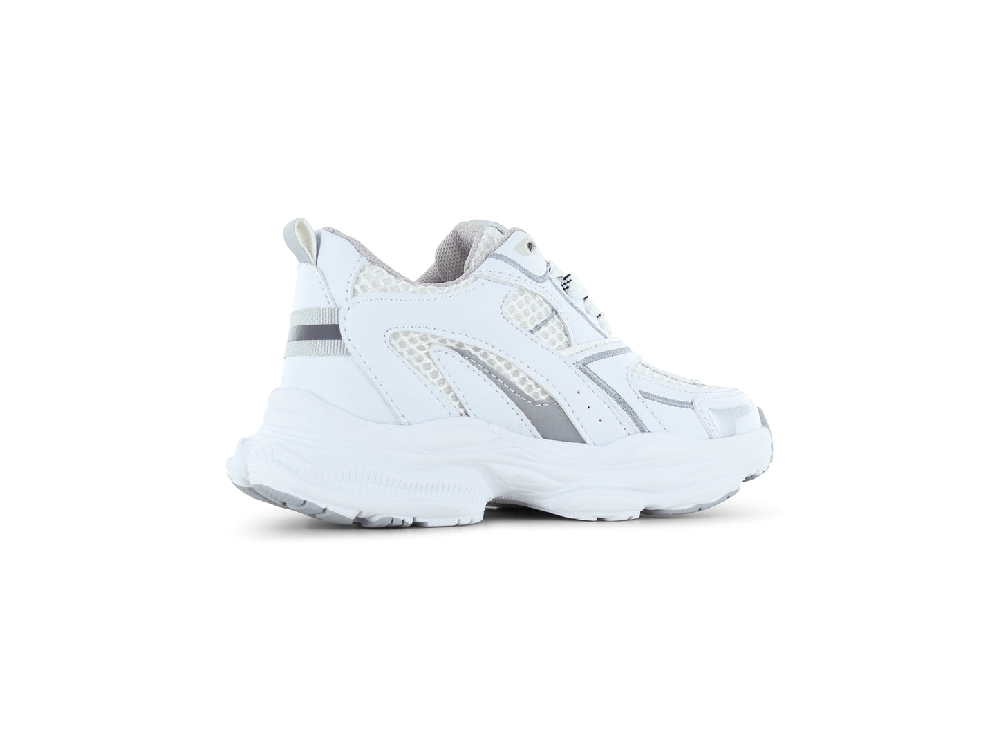 While Silver Lace Up Microleather Trainer