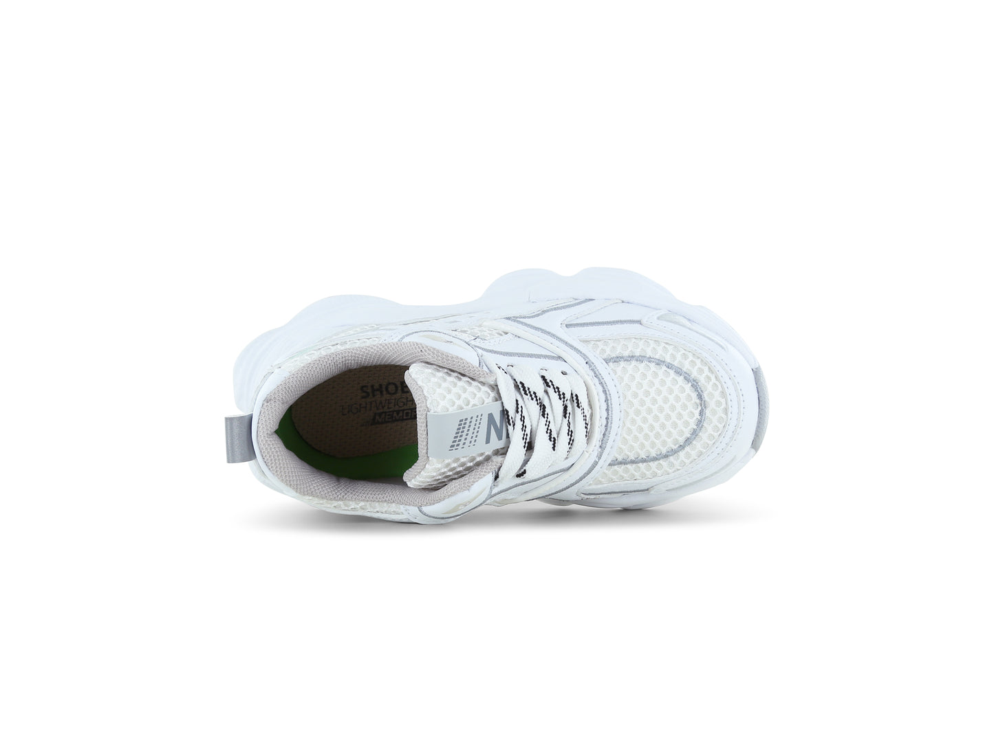 While Silver Lace Up Microleather Trainer