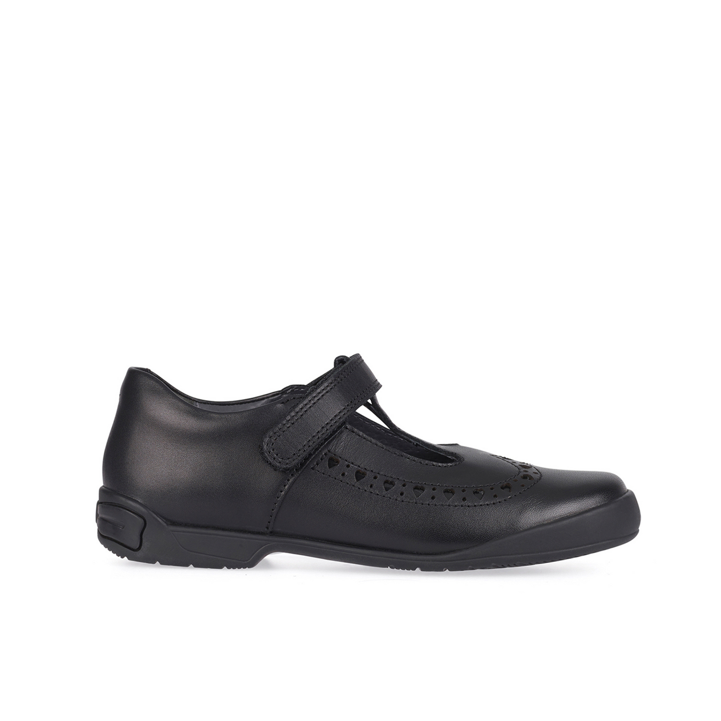 Leapfrog Black Leather T-Bar Girls School Shoe