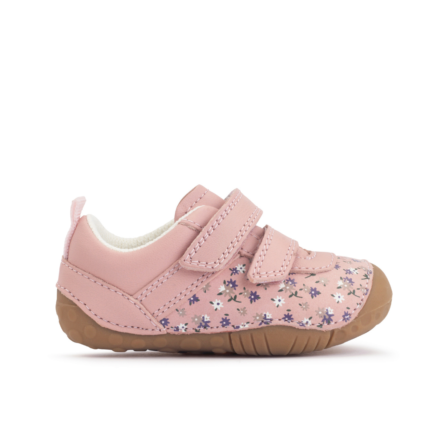 Little Smile Girls Dusky Pink Floral Leather Pre-walker