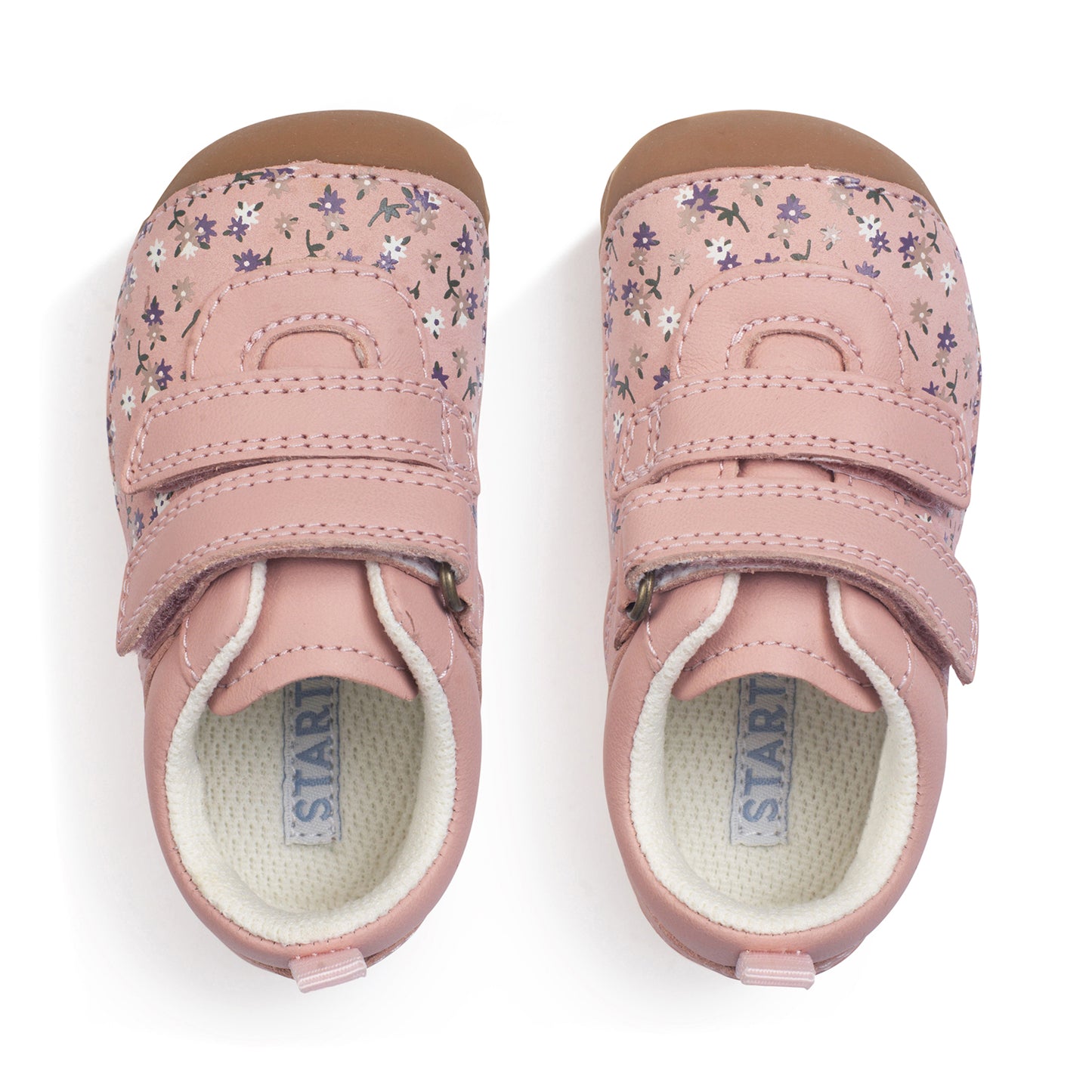 Little Smile Girls Dusky Pink Floral Leather Pre-walker