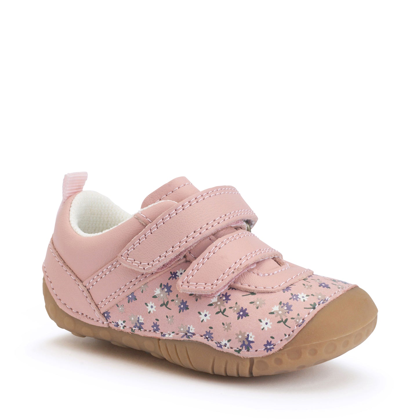 Little Smile Girls Dusky Pink Floral Leather Pre-walker