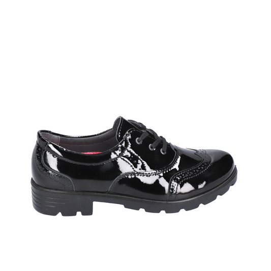 Lucy Black Patent Leather Lace-up Girls Shoe