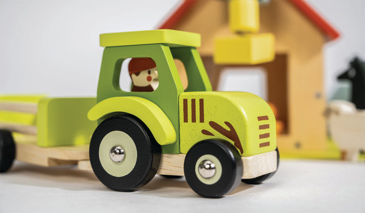 Farmyard Tractor and Trailer Wooden Toy