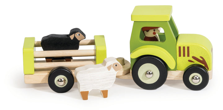 Farmyard Tractor and Trailer Wooden Toy