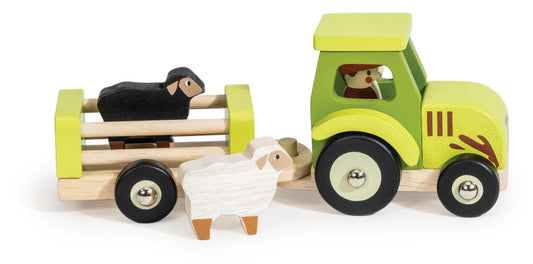 Farmyard Tractor and Trailer Wooden Toy