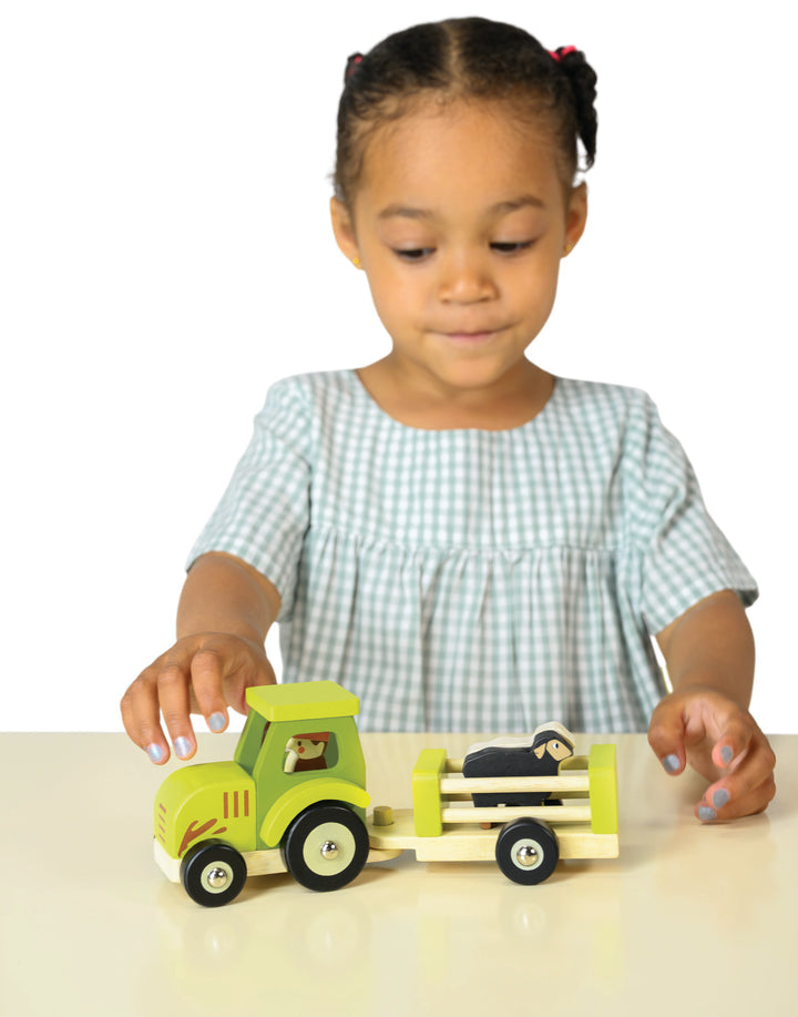 Farmyard Tractor and Trailer Wooden Toy