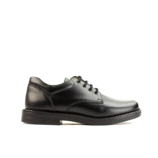 Marcus Black Leather Lace-up School Shoe