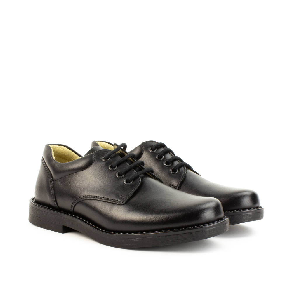 Marcus Black Leather Lace-up School Shoe