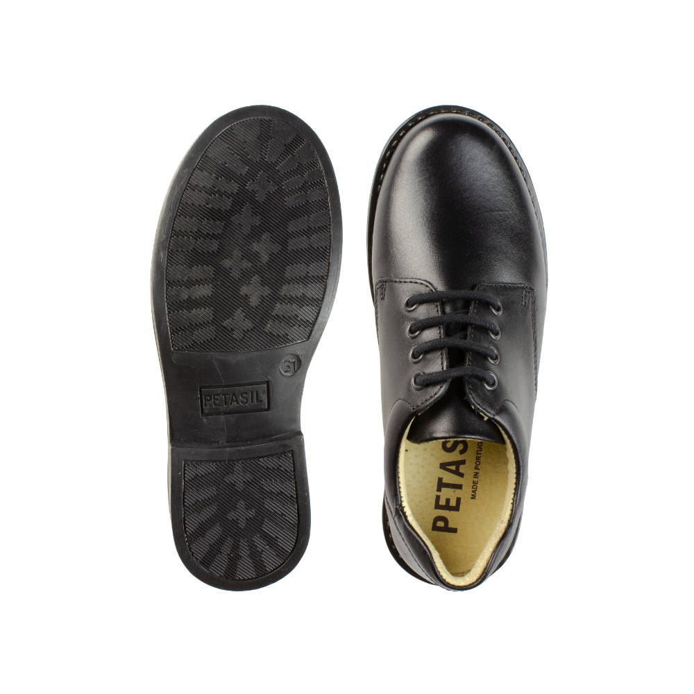 Marcus Black Leather Lace-up School Shoe