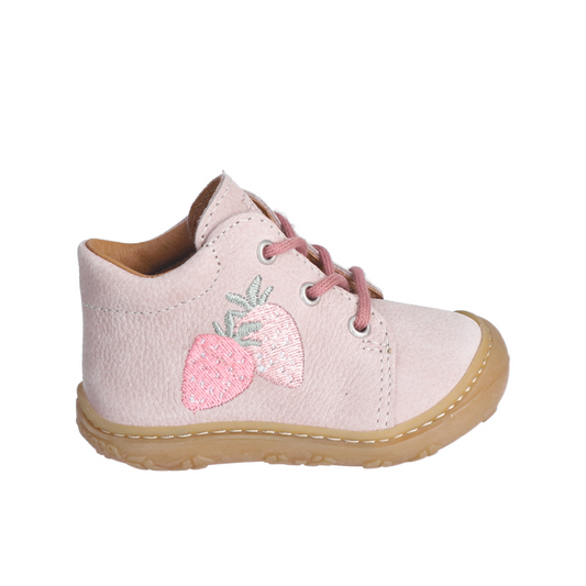 Mecki Pink Strawberry Lace Up Leather First Shoe