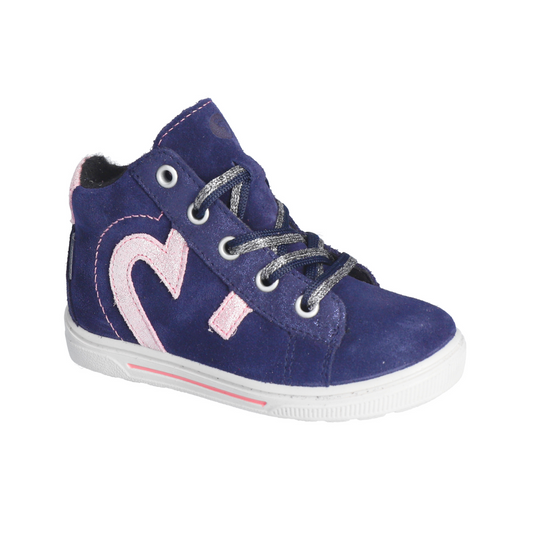 Melli Waterproof Warm Lined Zipped Navy Pink Sparkle High Top