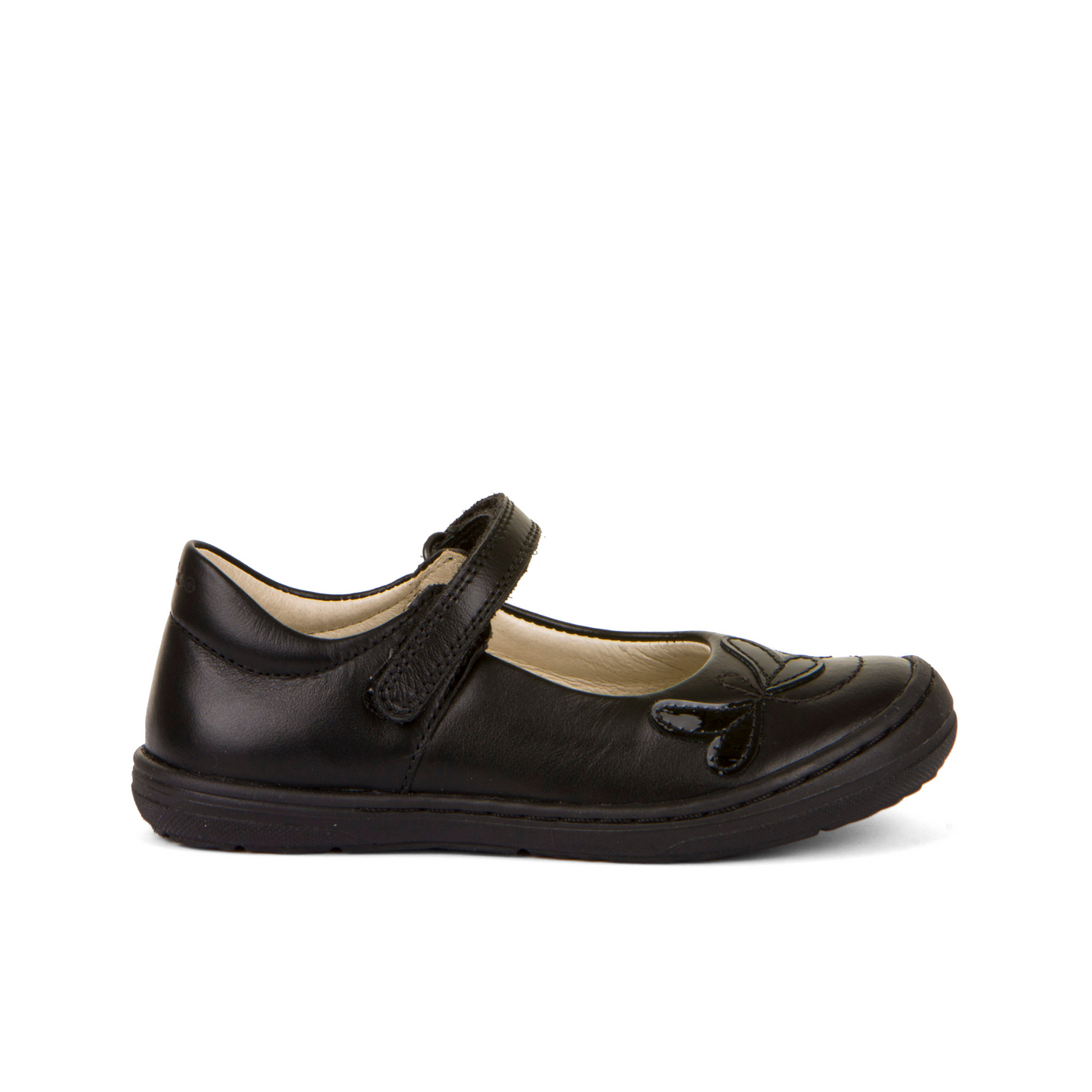 Mia DF Black Leather Girl's School Shoe